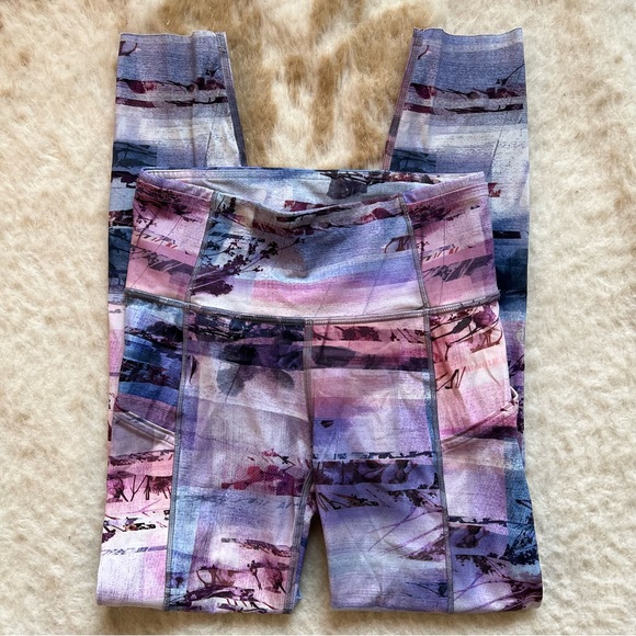 Lululemon Leggings 4 Fast & Free 7/8 Tight II Purple Sunrise Pink Small running - Picture 2 of 15